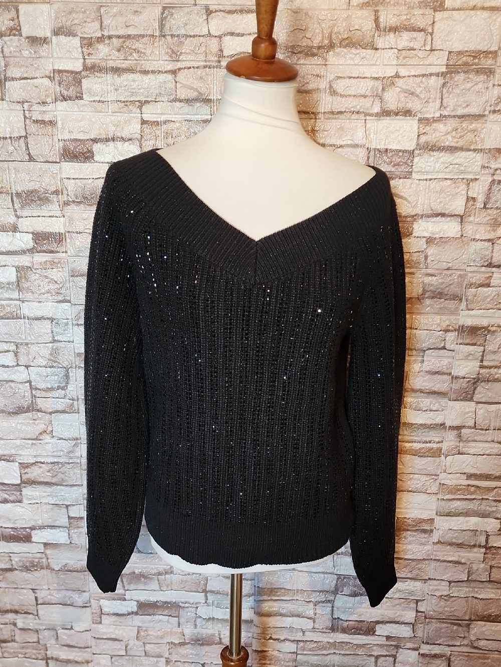 Inc  International  Concept  Black Sparkle Women's Sweater